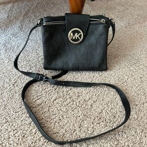 Michael Kors Black Crossbody with Silver Accents
